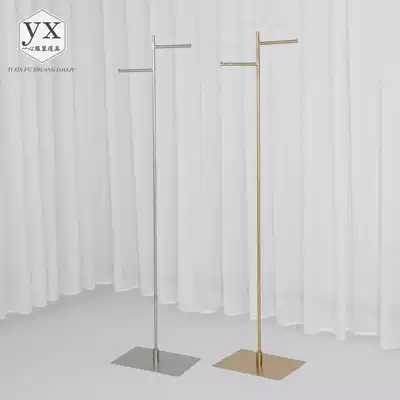 Clothing store floor-to-ceiling hanging stainless steel brushed gold solid steel strip hanger Floor-to-ceiling display hanging display rack