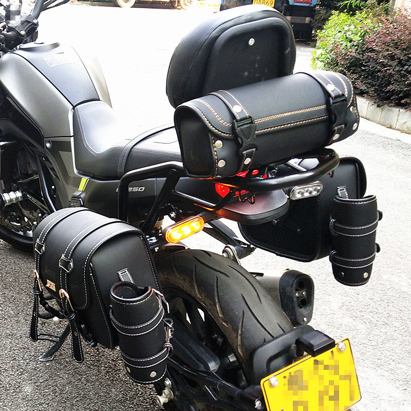 Suitable for Little Lion 250 150 modified rear backrest side bag BJ250 rear shelf side box side bag front bumper