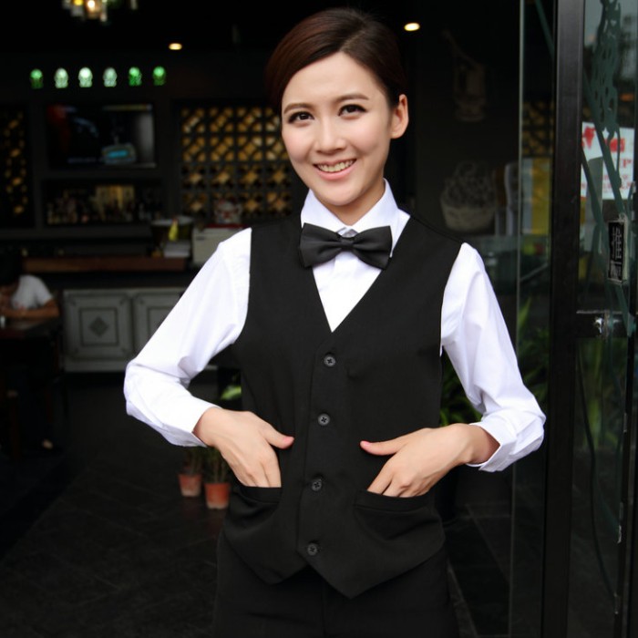 công việc khách sạn quần áo KTV. Nhà hàng bartender (nam và áo giáp. Áo sơ mi, quần, áo nơ gắn trên cổ của phụ nữ)