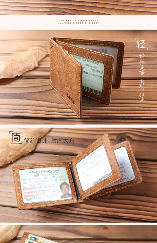 Giấy phép lái xe bằng da của SOUF túi đựng giấy tờ xe ô tô