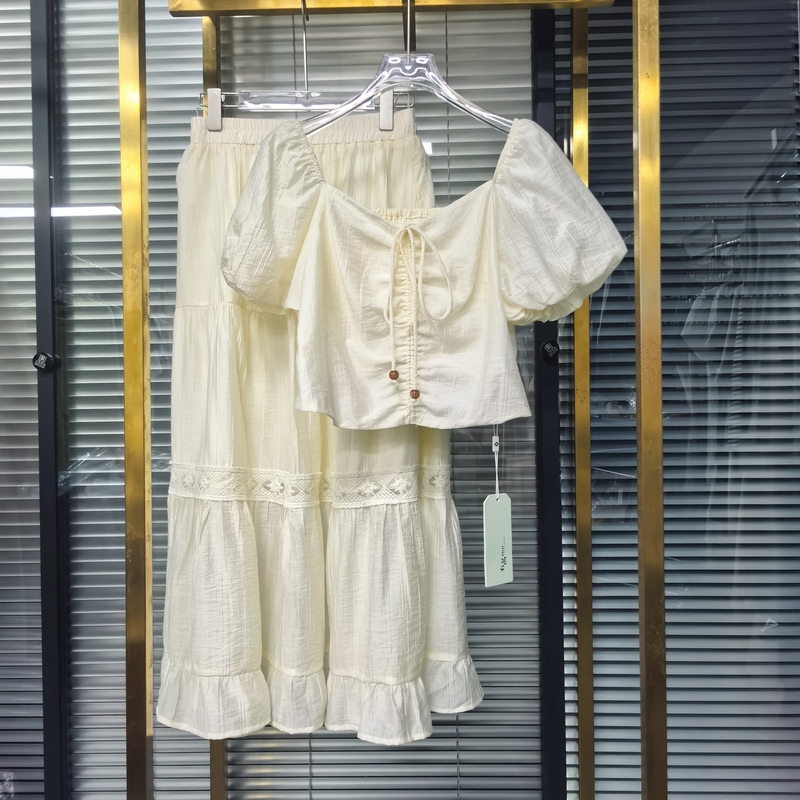 Qian Spring/Summer New Artistic Style Tie-Up Cake Skirt Set 5B255 No Returns or Exchanges A222