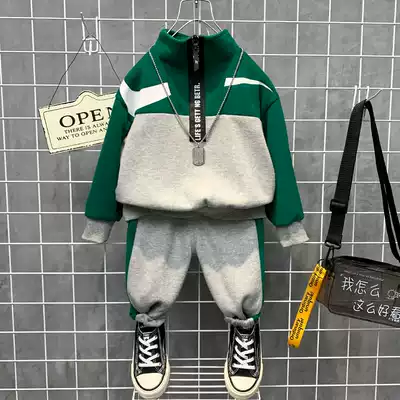 Boys autumn suit foreign style fashion 2021 New Baby Children sports clothes handsome boy Tide brand children's clothing