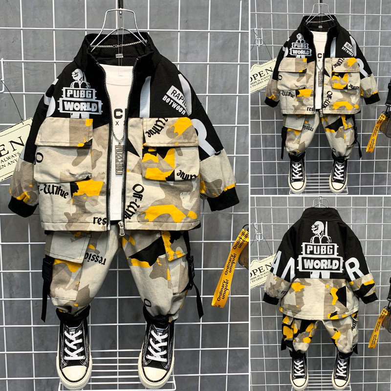 Boys ' autumn suit Western school 2021 new children's clothing children's camouflage tooling clothes baby fashion handsome tide