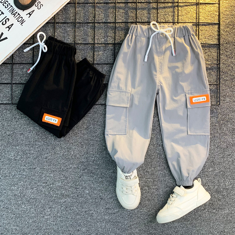 Anti-mosquito pants boy Summer slim fit children Pants Baby Pants Baby Casual Long Pants Summer Ice Silk Pants Boy Workwear Pants