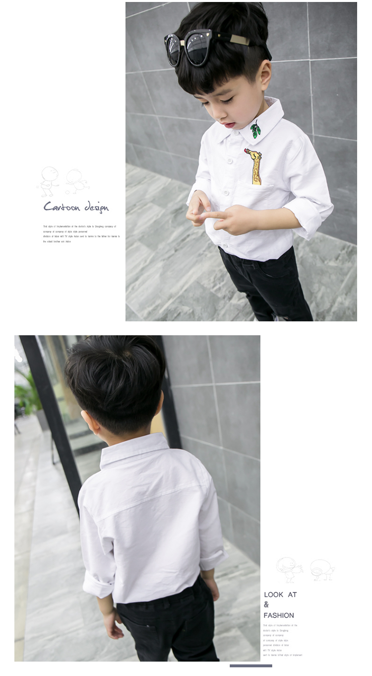 Áo sơ mi bé trai cotton dài tay xuân hè 2018 Quần áo trẻ em mới cho trẻ em Áo sơ mi trắng trẻ em sơ mi trẻ em quần áo trẻ em đẹp