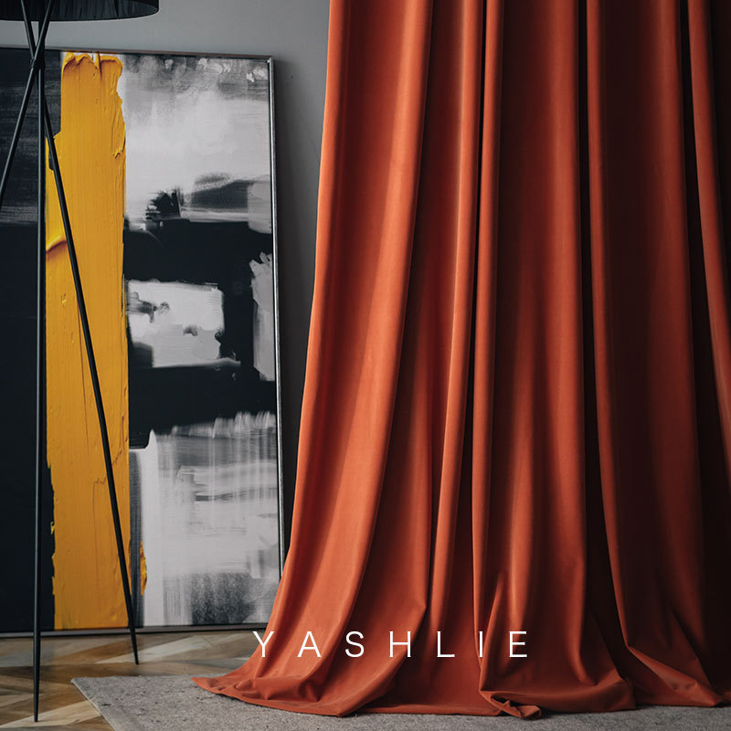 Yashlie | Stunning Caramel Orange Thick Velvet Curtain Fabric for Living Room Photography Background Decoration Yashlie | Stunning Caramel Orange Thick Velvet Curtain Fabric for Living Room Photography Background Decoration