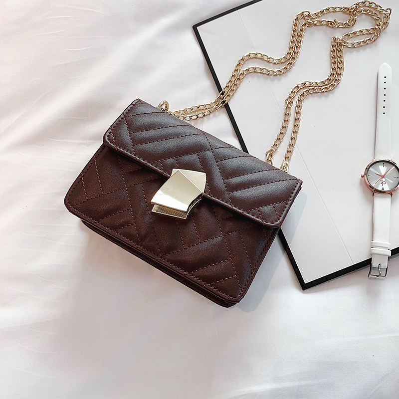 Dark Brownins Spring and summer new pattern Advanced sense Chain package Female bag 2021 Korean version Messenger One shoulder Foreign style Versatile fashion Small bag