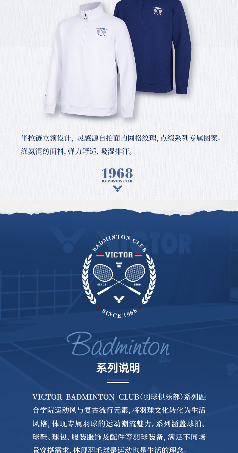 форма для занятий бадминтоном victor威克多胜利t55102针织长袖t恤速干透气羽毛球服