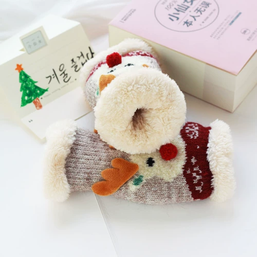 Перчатки, зимний милый флисовый бархатный комплект для школьников, подарок на день рождения, увеличенная толщина, в корейском стиле