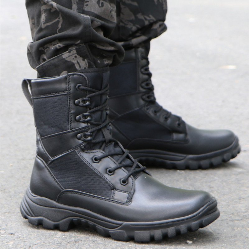 Men's 2022 New Outdoor Summer High Cylinder Tactical Boots Male Special Soldier Super Light Shock Absorbing and Breathable Tooling Combat Boots