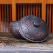 Yunnan Jianshui purple pottery steam pot chicken steam pot handicraft relief steam pot dual-purpose gas pot chicken soup pot