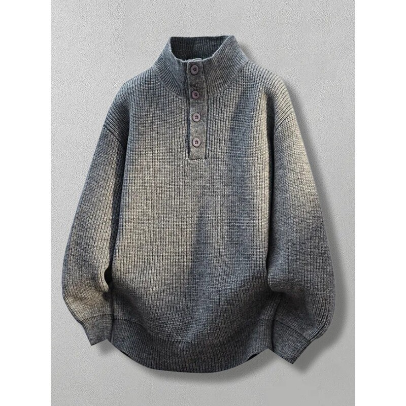 Cotenn on Autumn and Winter Knitwear Men's Pure Color Retro Sweater Loose High-End Casual High-Neck Base Layer Sweater