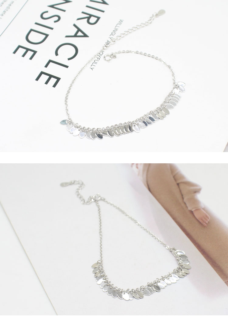 Tươi S925 sterling bạc lá thông minh tua vòng chân nữ retro nổi tiếng gió nhỏ chân sequin quà tặng sinh viên lắc chân vàng PNJ