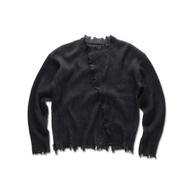 Elyslum (Esm) Tassel Distressed Asymmetrical Placket Knit Cardigan Jacket Retro Autumn and Winter Light Street Style Elyslum (Esm) Tassel Distressed Asymmetrical Placket Knit Cardigan Jacket Retro Autumn and Winter Light Street Style