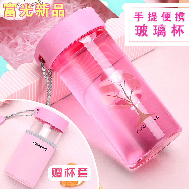 Fuguang glass cup cute accompanying cup portable water glass female ins student personality literary and art minimalist creative tea cup sub