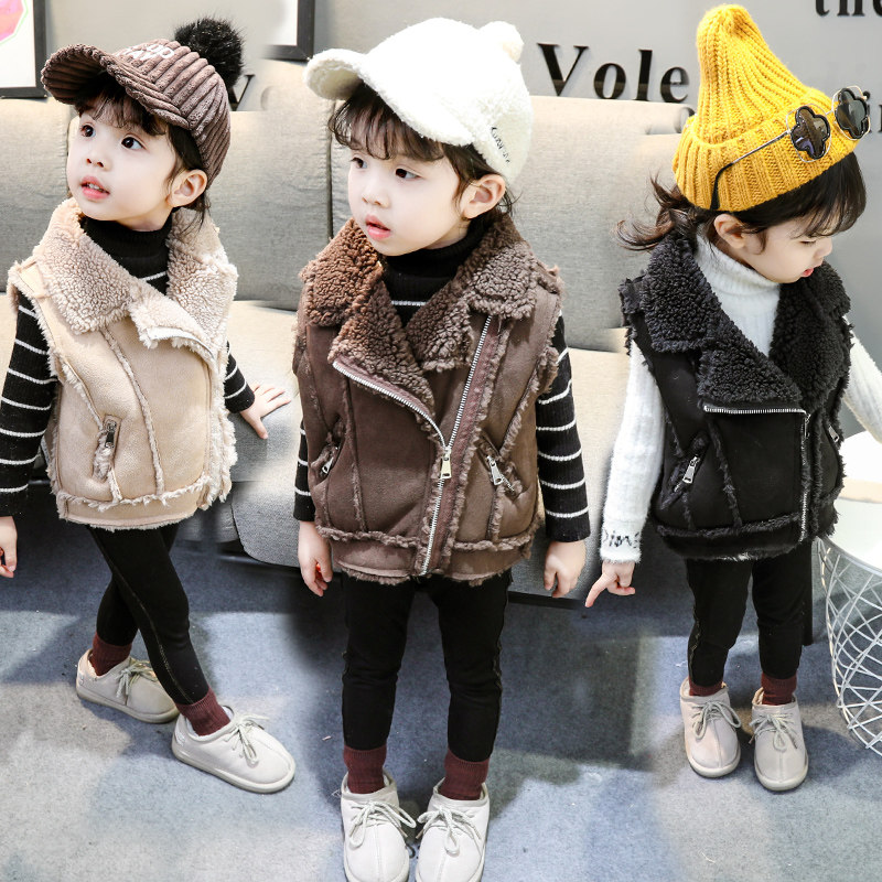 Kids Clothing Padded Vest 1 Year Old Winter Warm Boys Kids 2-3 Years Baby Fleece Lamb Denim Warm Vest 4