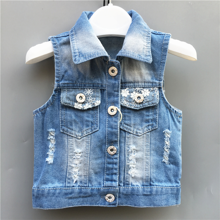 Trẻ em denim vest của phụ nữ vest 2018 mới của Hàn Quốc phiên bản của mùa xuân và mùa thu áo nam bé công chúa vest vest con