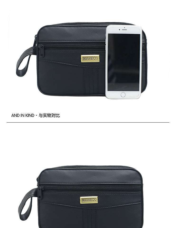 2018 nam nữ mới tay pu túi da nhiều lớp dây kéo túi màu đen kinh doanh túi thu ngân ví túi michael kors