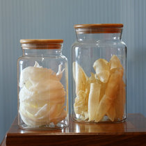 Glass tea jar large bamboo cover tangerine peel jar Cordyceps Birds Nest abalone medicinal material display jar HD sealed jar