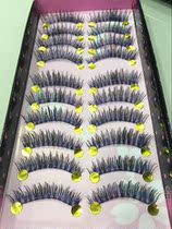 Pure handmade thick false eyelashes natural realistic nude makeup simulation cotton thread root black clip blue false eyelash bridal makeup