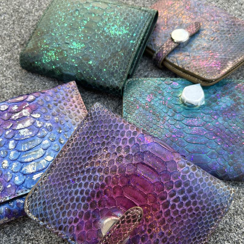 Year of the Snake Special Effect Starry Sky Snakeskin Wallet Clutch Bag Wallet Card Holder Bag with Colorful and Unique Features
