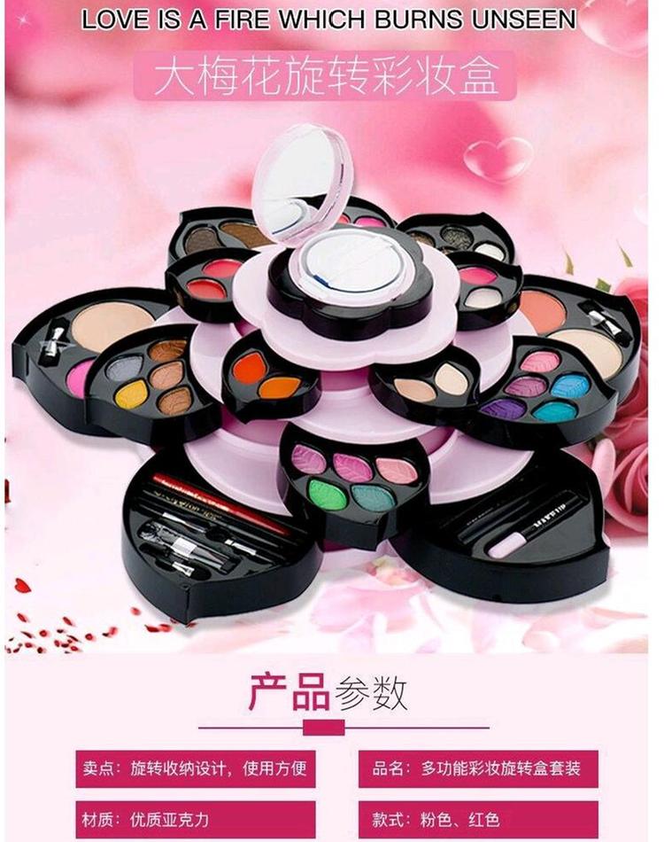 Tấm trang điểm, mận lớn, hoa, bóng mắt, son môi, lưới, đỏ, rung, giống nhau, xoay, cánh hoa, hộp trang điểm, bộ khay son gió