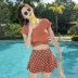 Áo tắm nữ nữ bảo thủ chia tay áo tắm 2018 mới thon gọn che bụng ngắn tay áo thể thao cỡ lớn áo tắm suối nước nóng - Bộ đồ bơi hai mảnh Bộ đồ bơi hai mảnh