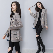 Plaid small blazer female Korean version 2021 Spring and Autumn New British style suit fashion retro Hong Kong flavor top