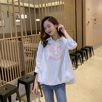 2021 summer new design sense niche white shirt lady Doll collar foreign style puffy sleeve chiffon top