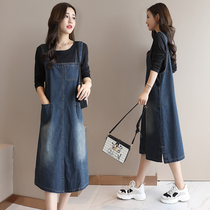 Strap Skirt Set Female 2021 Women Spring New Casual Fashion Denim Dress Long Two Piece Skirt