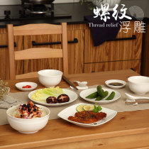 Thread Relief Ceramic Cutlery Suit Bowls Dish Home Rice Bowls dishes Bowl Chopsticks Student Couples 246