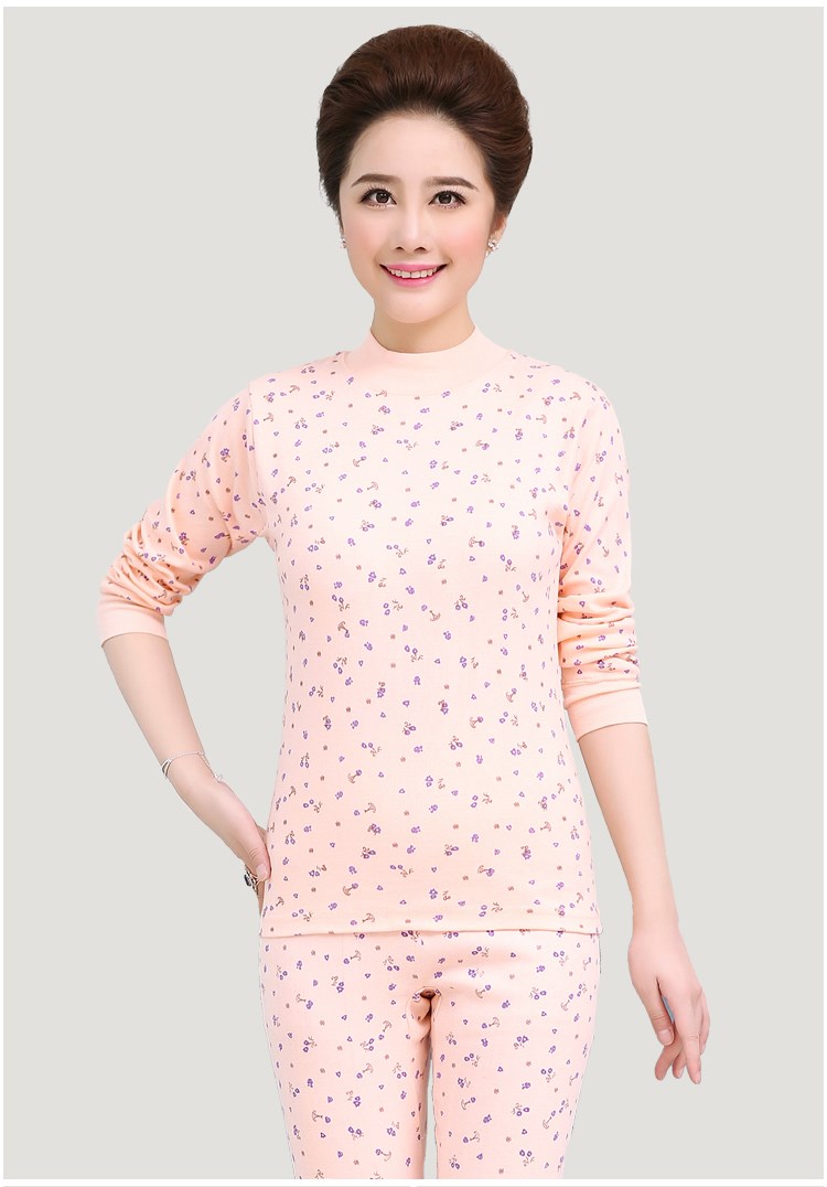 Quần áo trung niên và mùa thu, áo lót nữ bằng vải cotton nhiệt, áo len cotton cổ cao trung niên, áo một mảnh áo giữ nhiệt trẻ em