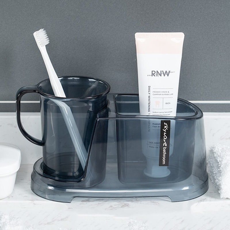 Korea Imported Toothbrush Rack Tooth Holder transparent plastic toothbrushing gargling cup Mouthwash Cup Suit Tooth cylinder rack suit