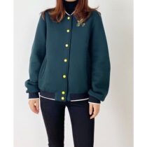 (Rugosa M) navy embroidered diamond-studded jacket womens jacket baseball uniform casual jacket top fashion