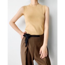 (Rugosa M) short solid color round neck sleeveless T-shirt camisole female wear slim bottom Wild