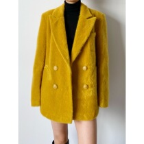(Rugosa M) yellow woolen coat long sleeve blazer female temperament plush children