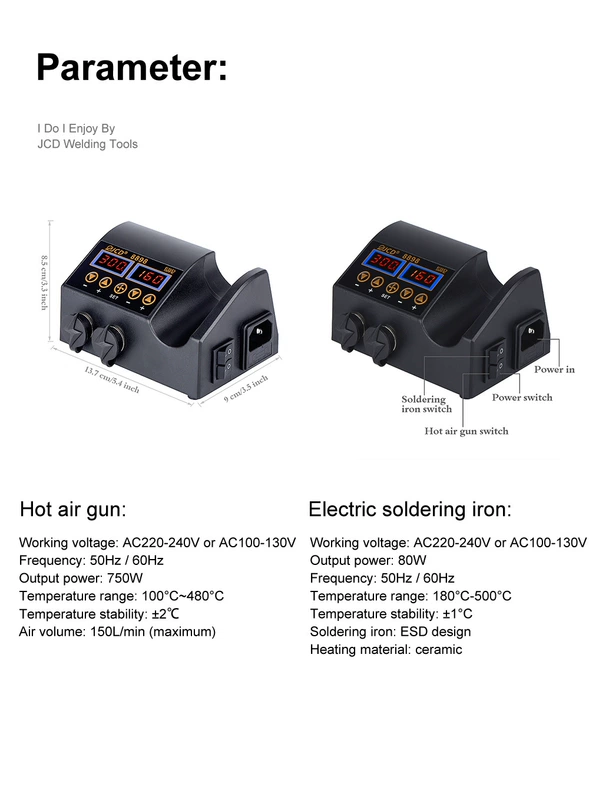 máy biến áp điện lực Trạm hàn súng khí nóng hai trong một Mỏ hàn điện 8898 đôi màn hình kỹ thuật số nhiệt độ không đổi có thể tháo rời trạm hàn bảo trì điện thoại di động dụng cụ hàn máy biến áp đo lường