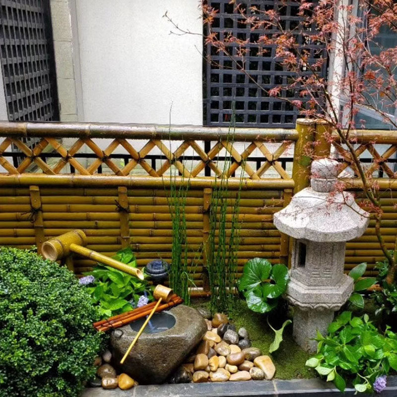 Japanese courtyard flowing water stone bowl withered landscape landscape stunning deer bamboo flume stone trough flowing water ornaments