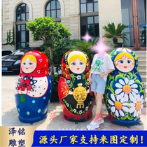 Ready-stock matryoshka sculpture fiberglass Russian matryoshka doll cartoon painted mascot sculpture shopping mall commodity hall sculpture