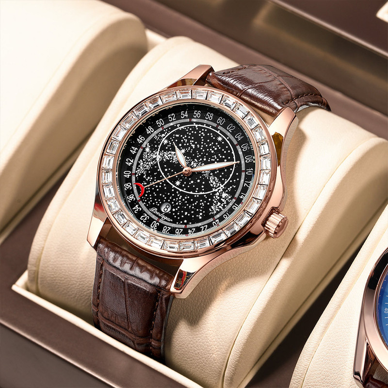 Swiss Genuine Fully Automatic Galaxy Starry Sky Men's Watch Waterproof Calendar High-End Starry Sky Super Luminous Stylish