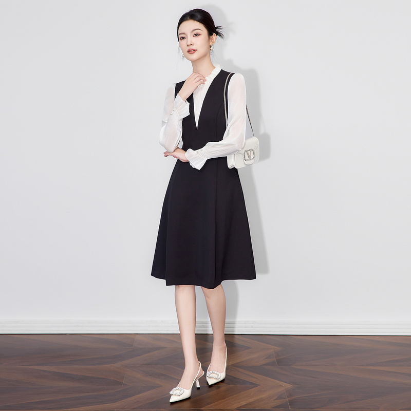 Women's Clothing 2026 New Style Dress for Attending Important Occasions, High-End Outfit, Fake Two-Piece Dress with Ladylike Temperament