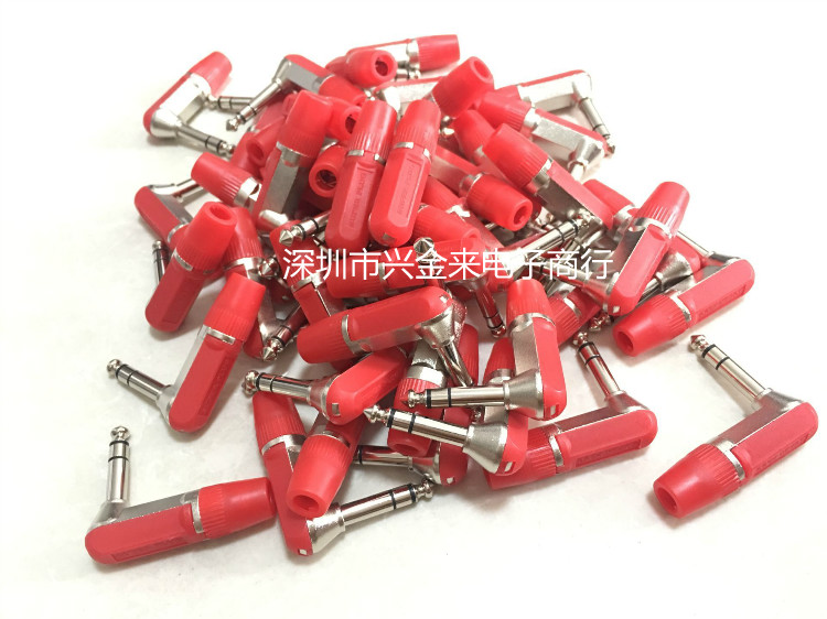 Big three core 6 35mm plug welding male mixer microphone 6 5TRS audio plug L-shaped elbow