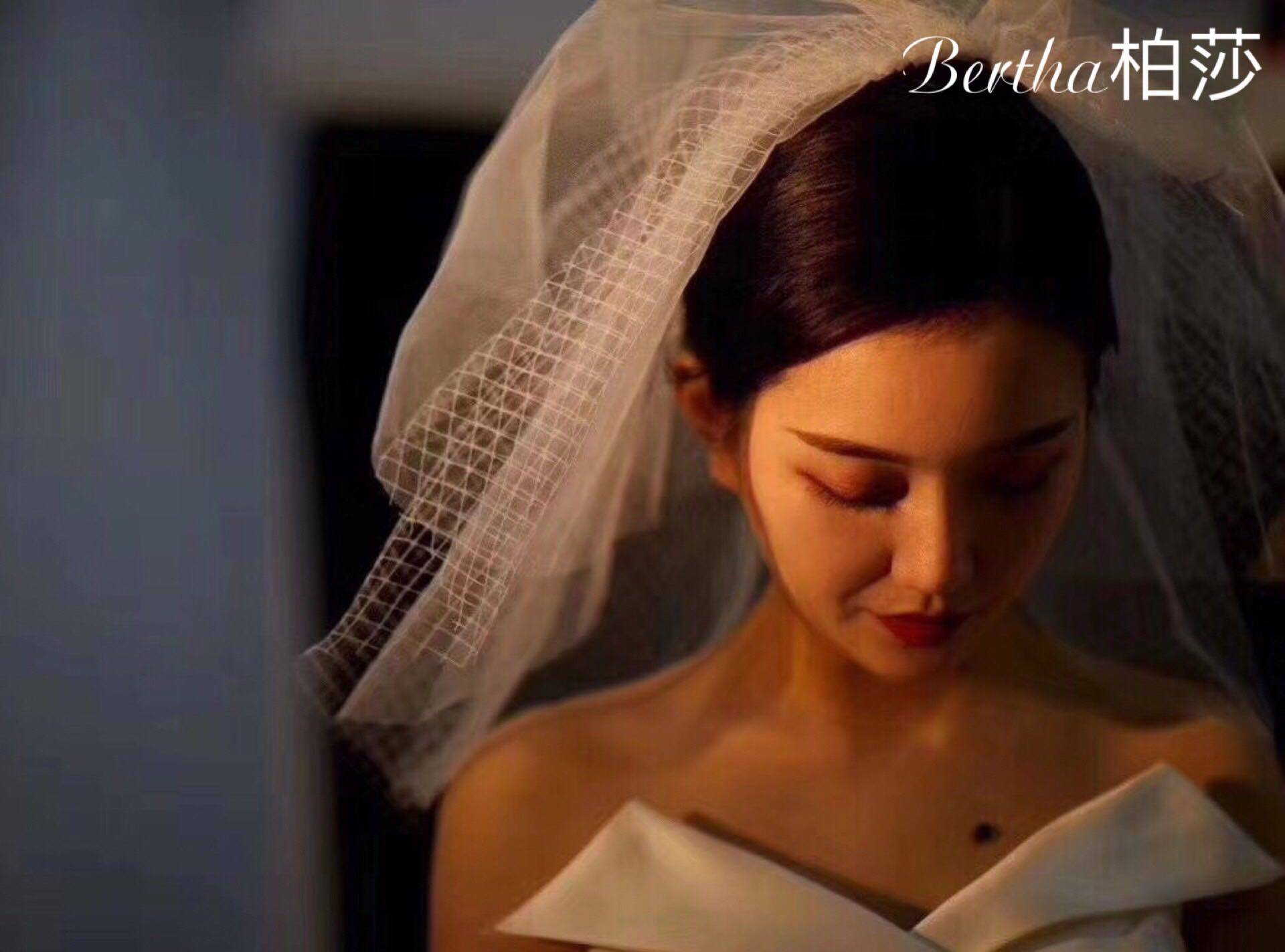 Bertha small grid multi-layer modeling short travel photo studio Bride wedding veil Super fairy