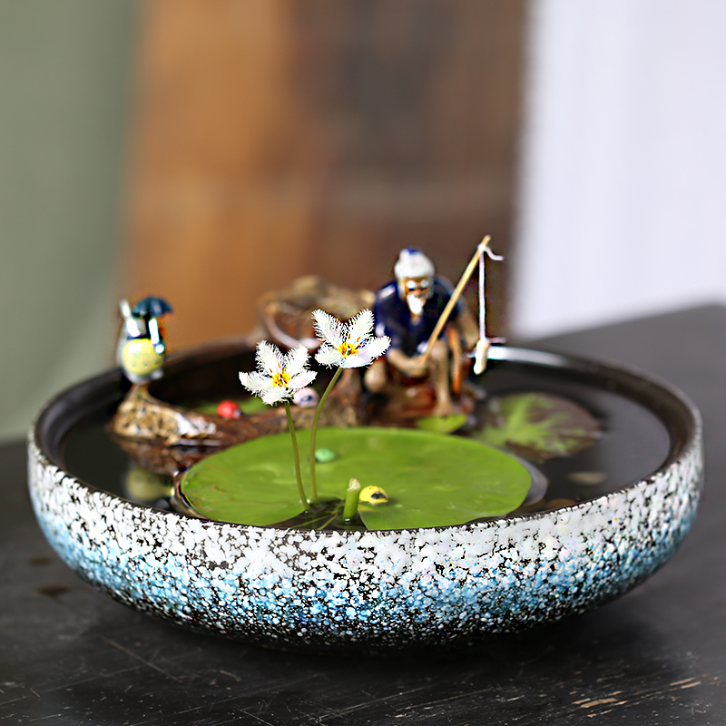 The Leaf of lotus bud indoor aquatic good keep everblooming located brought basin hydroponic flower pot ceramic package mail