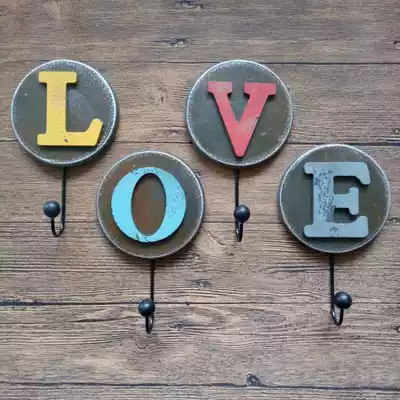 American country Wall retro LOVE letter decoration adhesive hook creative wall hanging Bar Cafe single adhesive hook
