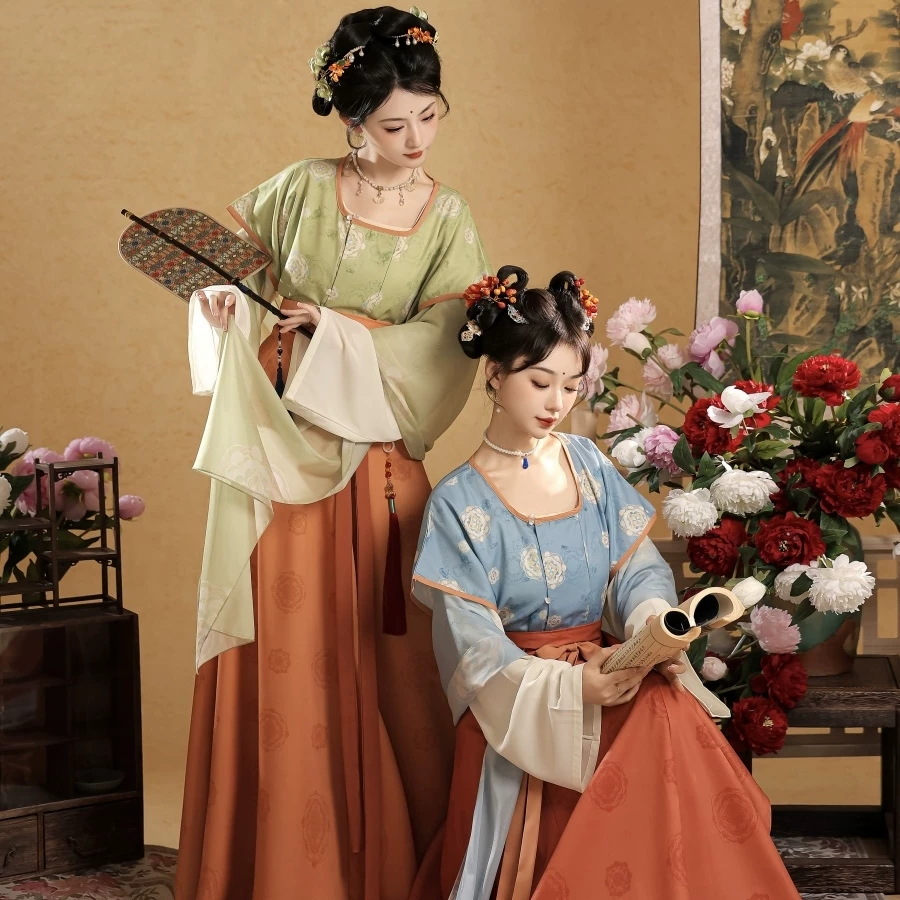 汝雅颂 Genuine spring summer Hanfu with a round collar, set