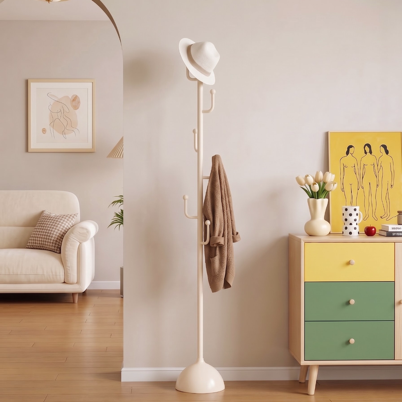 Extremely Narrow Floor-Standing Clothes Rack for Bedroom, Space-Saving Coat Rack at the End of the Bed, Entryway Bag Storage Rack