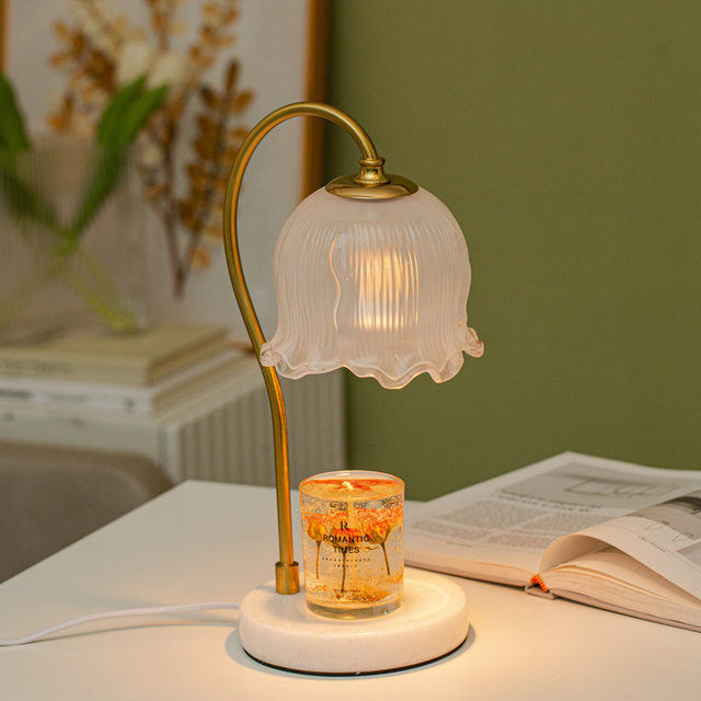 Lily of the Valley Wax Melting Lamp, Marble Aromatherapy Lamp, Adjustable Height and Temperature, Small Table Lamp, Hong Kong and Korea Candle Melting Lamp