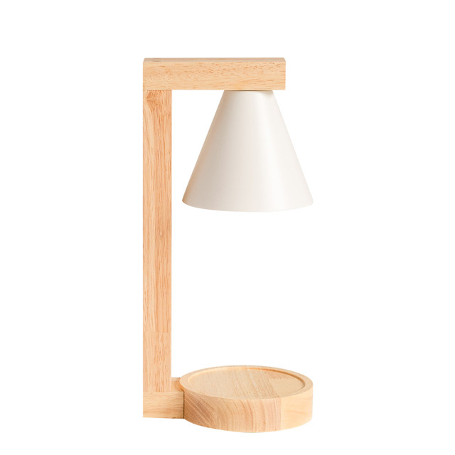 Japanese-Style Natural Wood Aromatherapy Wax Melting Lamp, Smokeless, Creative Bedroom Bedside Lamp, Romantic Candle, Dimmable, Trendy Retro