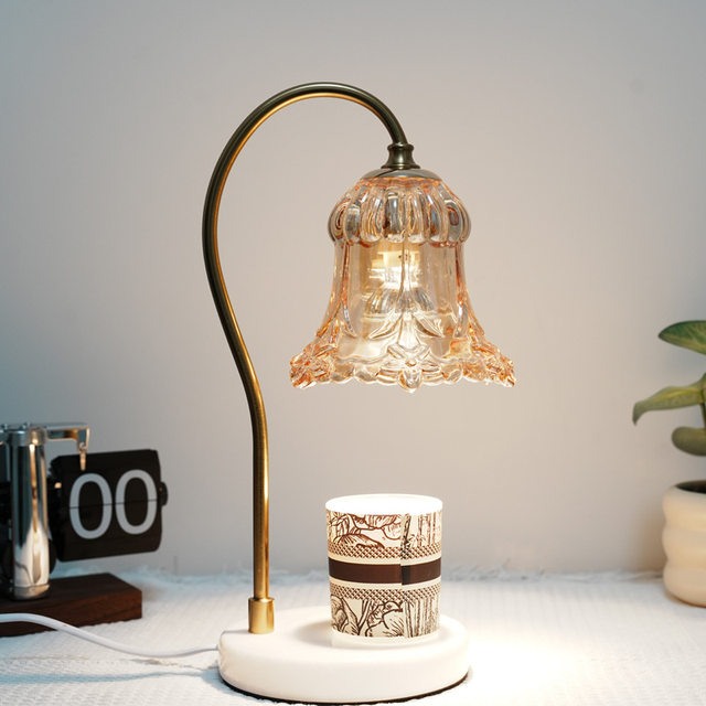 Lily of the Valley Wax Melting Lamp, Marble Aromatherapy Lamp, Adjustable Height and Temperature, Small Table Lamp, Hong Kong and Korea Candle Melting Lamp